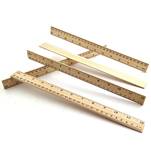 24 PCS Wood Ruler Double Sided Yardstick Student School Office Measuring Wooden Ruler Accurate Calibration Log Creative 2 Scale (12 inch and 30 cm) - Thumbnail 4