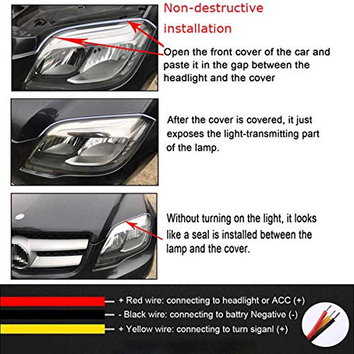 Ultrathin Flexible Led Light Strip 2 Pcs 18 Inch Dual Color LED Headlight Surface Strip Tube Light White & Amber Daytime Running Light Waterproof,Decorative Lamp,Running Light,Turn Signal Light(45CM)