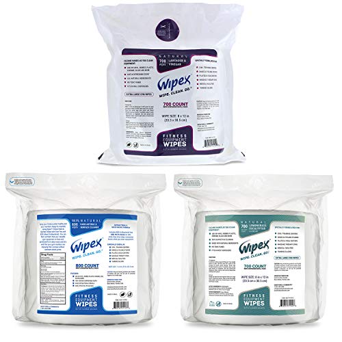 Wipex Gym & Fitness Wipes Refill Pack 700 Large Natural Wipes With Vinegar & Lavender Oil (1 Refill)