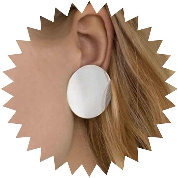 Silver Double Circle Stud Earrings - Geometric Round Disc Dangle Jewelry For Women