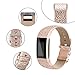 iGK Leather Replacement Bands Compatible for Fitbit Charge 2, Genuine Leather wristbands Rose Gold