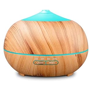 Tenswall 400ml Essential Oil Diffusers Ultrasonic Humidifier Portable Aromatherapy Diffuser with Cool Mist and 7 Colour Changing LED Lights Aroma Diffuser, Waterless Auto off Air Purifiers-Yellow