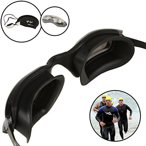Swimming Goggles + Swim Cap - Get Fog Free Vision and Dry Hair! Comfortable Fit Goggles are Fully Watertight with New Anti-Fog Coating Plus Ear Plugs Nose Clip + Storage Case For Men Women Kids 10+