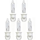 Clear 12 Volt Mini Christmas Replacement Bulbs for Incandescent String Lights, mini Base, 0.96 Watt, 80 mA (5)
