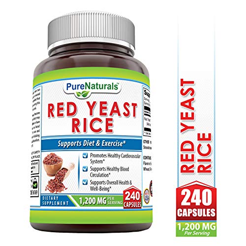 Pure Naturals Red Yeast Rice Dietary Supplement, 1200 Mgper Serving Capsules, 240Count, Promotes Healthy Cardiovascular System*, Supports Healthy Blood Circulation, Supports Overall Health*