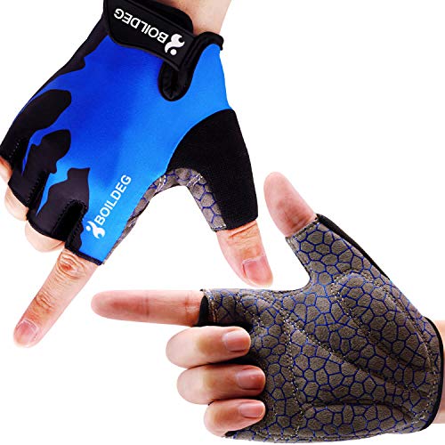 boildeg Gants de Cyclisme pour Homme et Femme,Gants de Fitness,Gants de VTT sans Doigts de Sport,Antidérapant et Absorption des Chocs