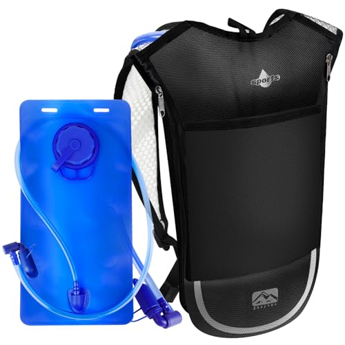 Shayson - Mochila de hidratación con Bolsa de hidratación de 2 litros, Ligera y Transpirable, con 3 Bolsillos de Capa, Correas de Hombro reforzadas para Senderismo, Correr, Ciclismo