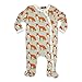 Milkbarn Organic Cotton Long Sleeve Footed Romper (Orange Fox, 3-6 Months)