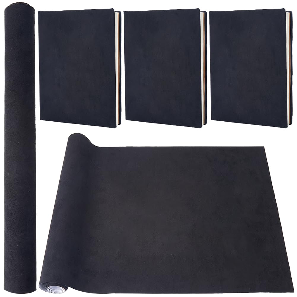 CRASPIRE 130 x 30cm Suede Book Cloth for Book Binding Fabric Surface Paper Backed Bookcover Books Album Scrapbooking Archival DIY Covering Protector Bookcloth Bookbinding Supplies Black