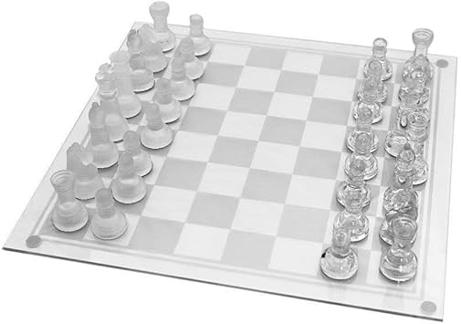 Techno Buzz Deal Solid Crystal Chess with Checker Board Set Matte and Clear Glass Chess Game