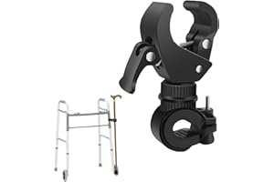 Cane Holder Clip for Walker Drive Rollator, Wheelchair, 360° Rotating Crutch Walking Stick Bracket Accessories for Seniors, 1