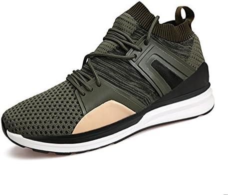 1994Fashion Mens Running Shoes Mesh Lace Up Sneakers Casual Fashion Lightweight Sport Shoes Army Green-44