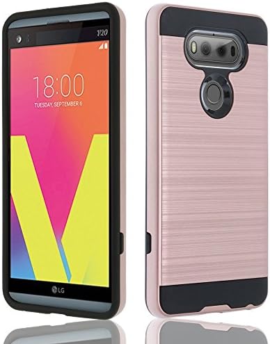 LG V20 Case, ZeopoCase [Heavy Duty] [Drop Protection] 2-Piece Style Hybrid Shockproof Hard Case Cover for LG V20 2016 (Rose Gold)