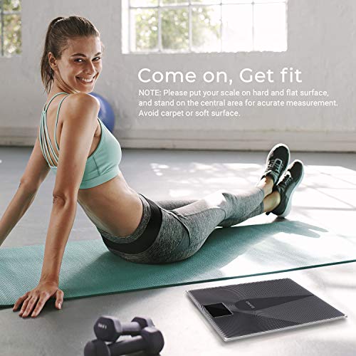 SUNAVO Digital Bathroom Scale 400 Pounds Step-On Technology Waterproof Fingerprint Body Weight Scale Non-Slip Design Backlit Displays Scale with Tempered Glass (Bathroom Scale)