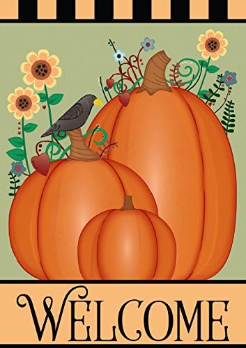 Fall Pumpkins Welcome Garden Flag Double Sided