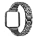 bayite Metal Bands with Frame Compatible Fitbit Blaze, Rhinestone Bling Replacement Accessory Bracelet Women, Black