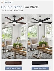 ZMISHIBO 2 Pack 52" Ceiling Fans with Lights, Black