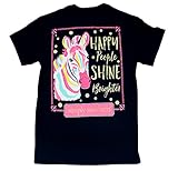 Simply Southern Tees Happy People Shine Brighter Preppy, Navy, Large