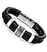 Besteel Punk Rock Charms Braided Leather Bracelet for Men Stainless Steel Clasp Wrist Bracelet 7.5-9.1 inches