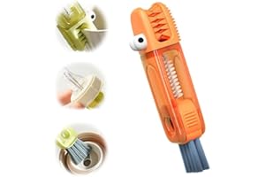 SUEEA 3 in 1 Cup Lid Cleaning Brush, 2024 Multifunctional Crevice Portable Cup Lid Cleaning Brush for Bottle Gap Tight Spaces Cup (A-Orange)