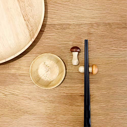FireKylin Handcrafted Wooden Chopsticks Rest or Dinner Spoon Stand Fork and Knife Holder Home Decor Set of 8 (mushroom)