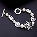 Silver Plated Imitation Pearl and White Crystal Bracelet Resin Flower Bracelet Diamond Personality Jewelry for Women Gilrs