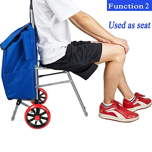 Karmas Product Seat Cart Travel Bag Three in One Multi Function Travel Trolley Shopping Travel Essential Artifact - Thumbnail 2