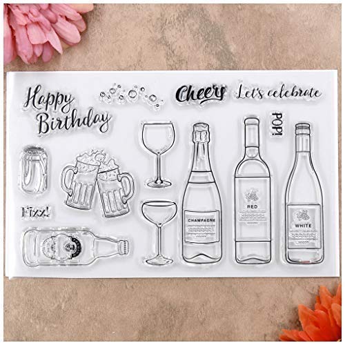 Kwan Crafts Happy Birthday Cheers Clear Stamps for Card Making Decoration and DIY Scrapbooking