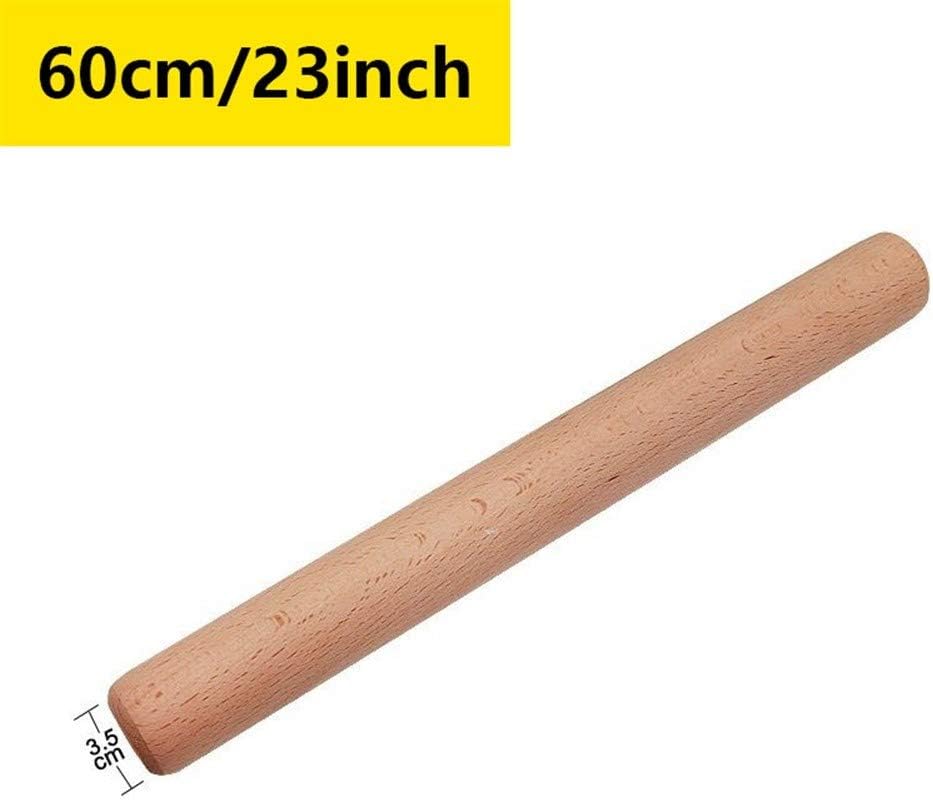 KUYUC Wood Rolling Pins for Bakers, Kitchen Non Stick Surface Roller Pin for Baking Cookie Chapati Fondant Dough Pastry Pizza Pie Crust (Size : 60cm/23inch)