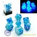 Bescon Gemini Glowing Polyhedral Dice 7pcs Set ICY Rocks, Luminous RPG Dice Set d4 d6 d8 d10 d12 d20 d%, Brick Box Packaging primary