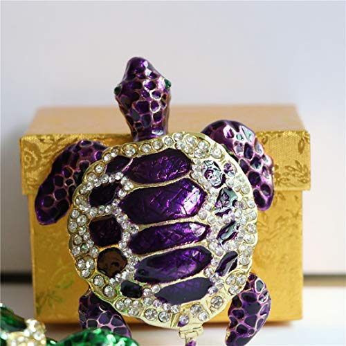 Waltz&F Purple sea turtleTrinket Box Hinged Hand-Painted Figurine Collectible Ring Holder with Gift Box