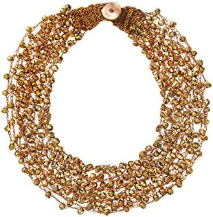 Silvstoneser Multilayer Handwoven Crystal Beads Bib Necklace Statement Choker Chunky Colorful Glass Beads for Women Girl