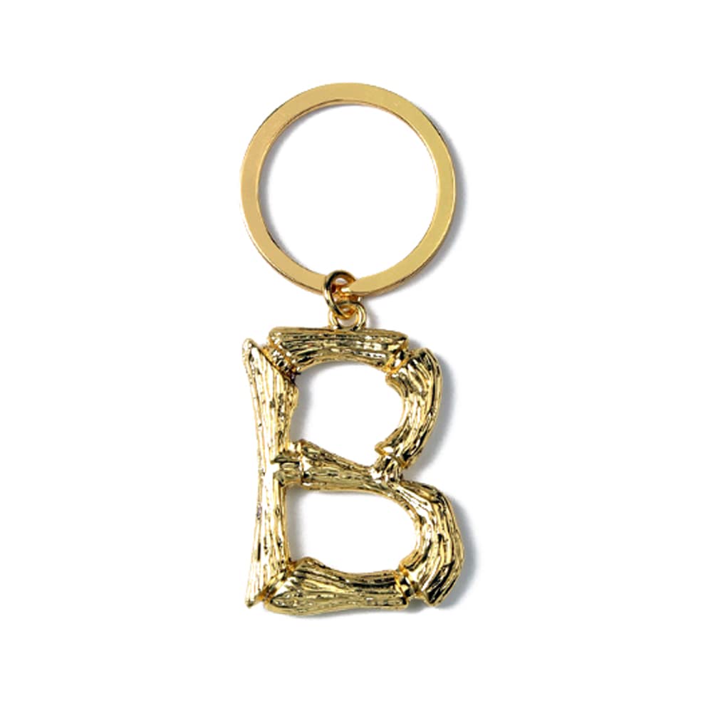 ARFUKA Keyring Alphabet Keychain Stainless Steel Letter B Initial Key Ring Birthday Key Chain for Men and Women Gold