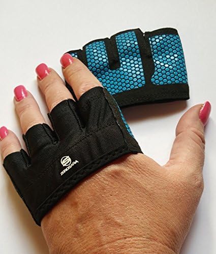 Zerosara Fingerless Weightlifting Gloves with Non-Slip Crosilicone Palms Provide Support for Gym Workouts, Fitness, Kettlebell, Yoga, and WOD (Blue, Small)