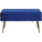 SOFT ASS Modern Velvet Storage Bench Upholstered Footrest Ottoman with Gold Metal Legs, Apply Living Room Bedroom Home Office