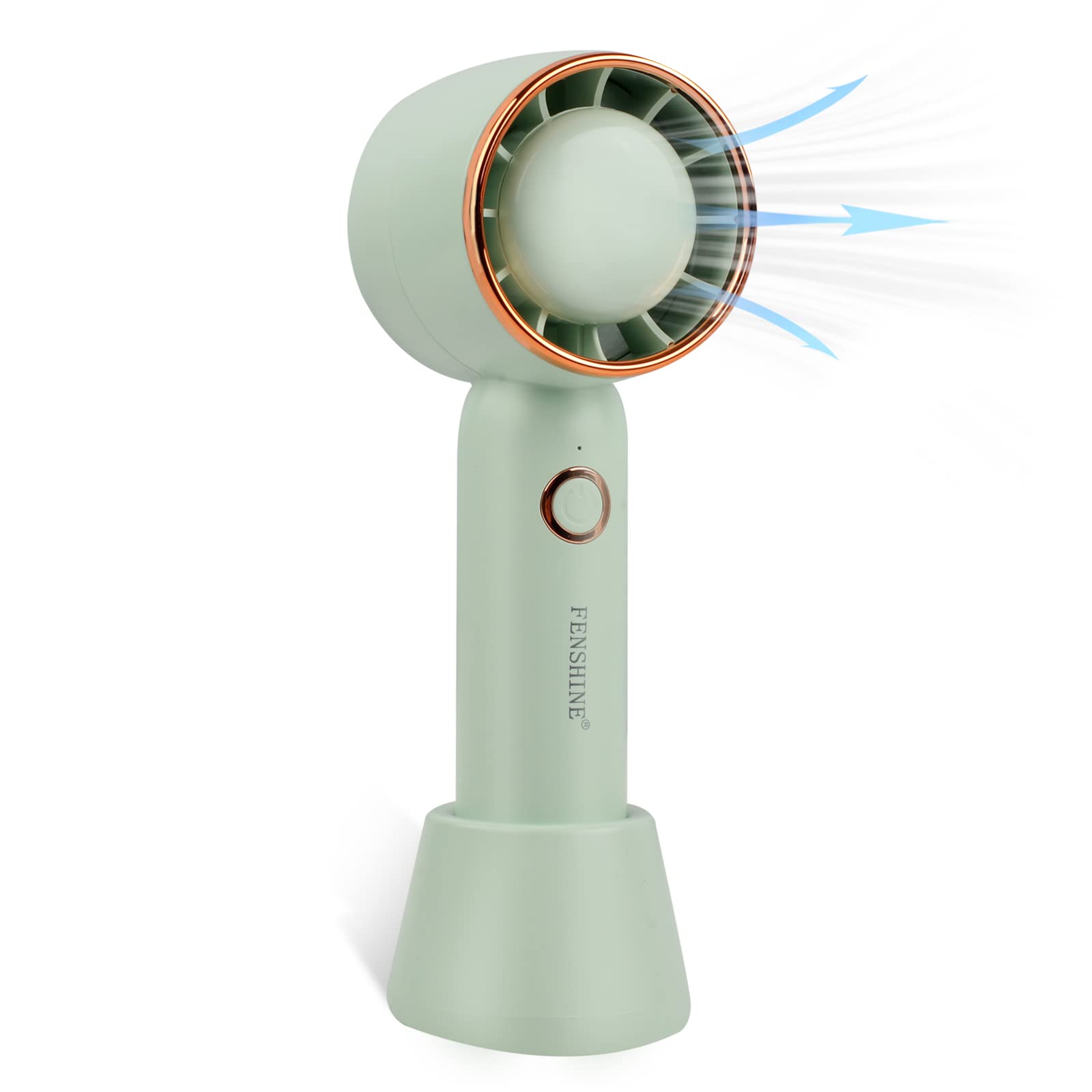 Fenshine Desk Fan, Portable Mini Handheld Fan with 3 Speeds, USB Rechargeable, Air Conditioning Blower, Low Noise for Home Office Indoor Outdoor Holiday Travel(Green 01)