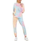 Women 2 Piece Tie Dye Sweatsuit Set 