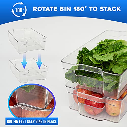 Totally Kitchen Clear Plastic Stackable Storage Bins | Refrigerator, Freezer, Pantry & Clothes Organization Container with Carrying Handles | Extra Large, 2 Pack