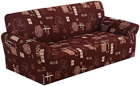 yubinyu Stretch Fabric Sofa Slipcover Elastic Pure Color Loveseat Sofa Settee Cover Anti-Mite Pet Dog Cat Protector (4 Seater, Coffee)