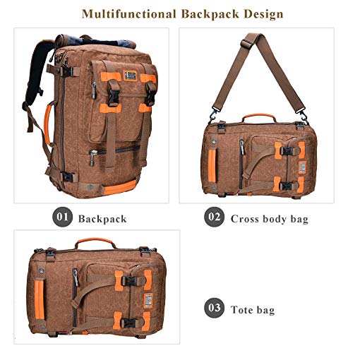 Canvas Backpack WITZMAN Vintage Travel Backpack Hiking Luggage Rucksack Laptop Bags AB2020 (20 inch brown) - Thumbnail 5