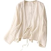 IDEALSANXUN Womens Casual Spring Summer Lightweight Cotton Linen Jackets Cardigan Tops