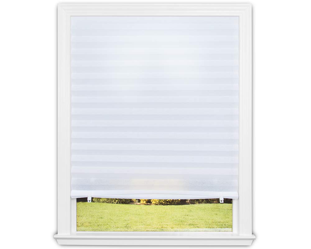 Redi Shade No Tools Original Light Filtering Pleated Fabric Shade White, 36 in x 72 in, 2 Pack