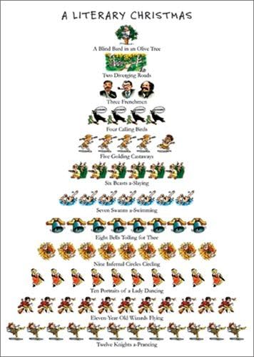 Literary Christmas - Box of 15 Holiday Cards and Envelopes - 12 Days of Christmas Series
