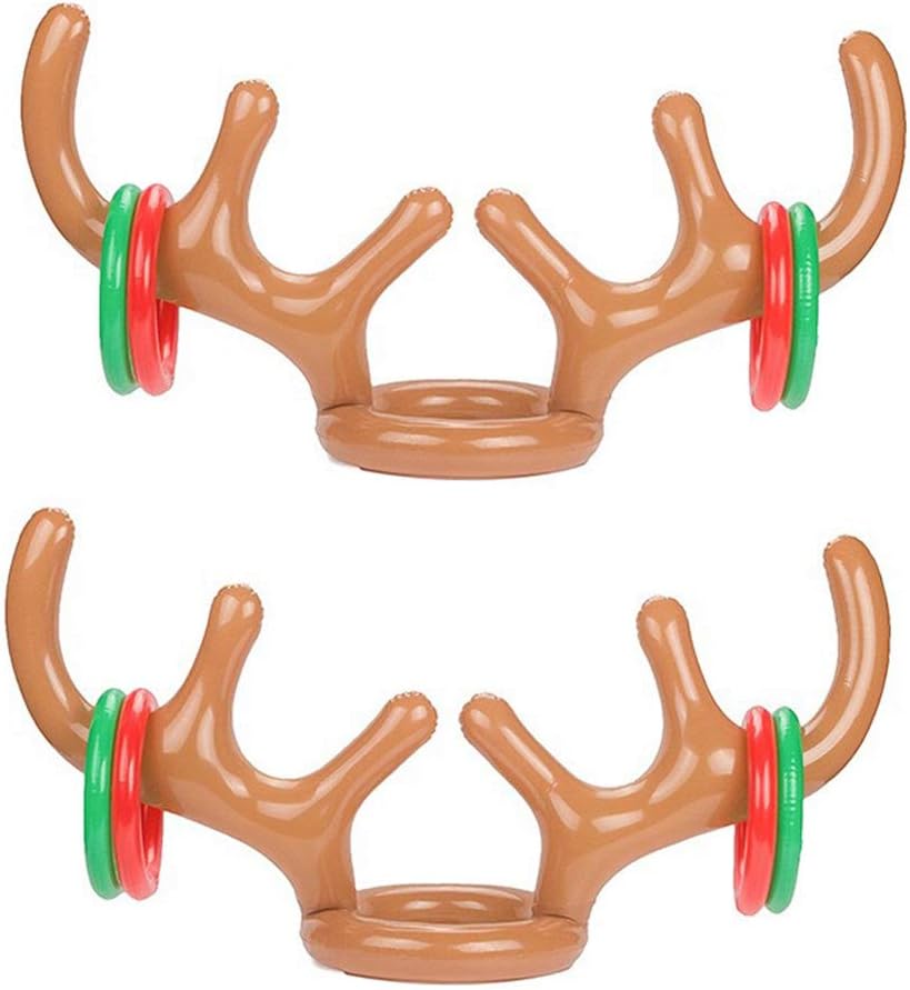Yexpress Pack of 2 Inflatable Reindeer Antler Ring Toss Game for Christmas Party