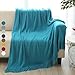 ALPHA HOME Throw Blanket for Couch 50x60 Warm Acrylic Knit Durable Lightweight Bed Blanket Decorative Blanket Tassels with Solid Color Soft for All Seasons Valentine's Day Machine Washable Teal
