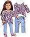 Sophia's 2 Piece Outfit for 18 in Dolls | Floral Cold Shoulder Blouse with Light Blue Jeggings