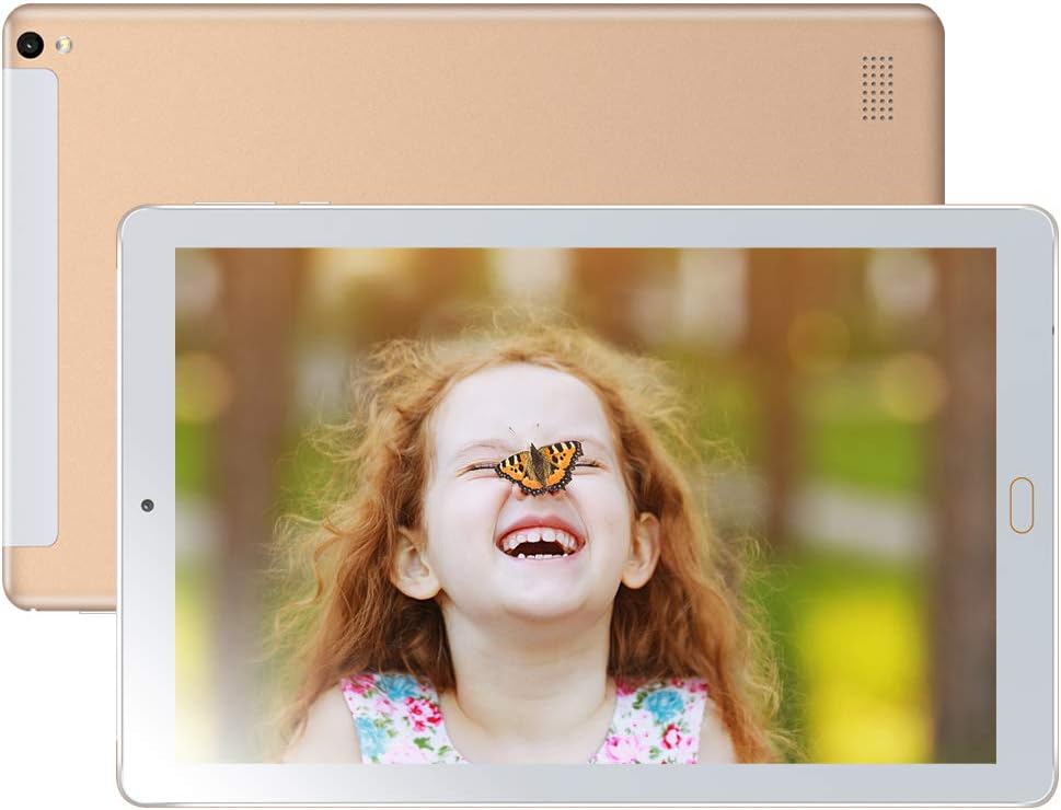 10.1 Inch 3G Tablet Android 8.1 Quad Core, Unlocked Phone Call Phablet PC with Dual Sim Card Slots, GPS, WIFI, Bluetooth, Camera(2.0+5.0MP)- QIMAOO 10.1" Q10 Tablet Pad (K2 Gold)