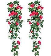 Fiori Artificiali Pendenti Fucsia - Piante Rampicanti Finte Per Interni Ed Esterni, 12 Rami - Foto 13