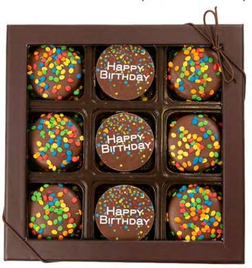 Chocolate Works Happy Birthday Chocolate Covered OREO Cookies, 9-Piece Gift Box