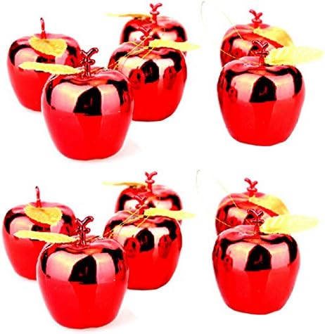 12pcs Christmas Tree Xmas Apple Decorations Baubles Party Wedding Ornaments Gold Red Decor (Red)